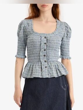 Damson Madder Mansi Shirred Blouse EU Size 12 / US Size 8